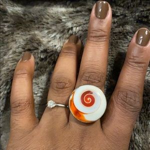 Agate and sterling silver statement ring